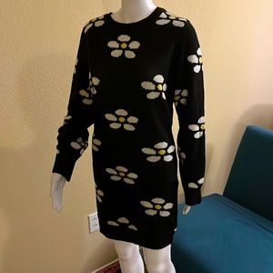 Heart & Heels black white yellow daisy sweater dress juniors size XL w/pouch
